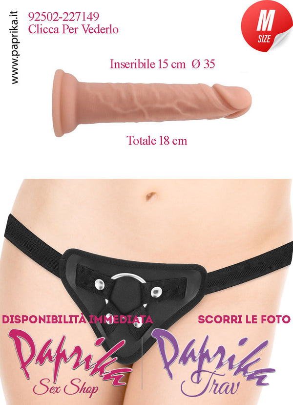 Strap-On Fallo Medium Non Vibrante Unisex 15/18 cm Ø 35 Silicone Realistico