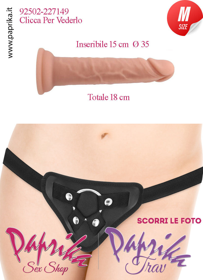Strap-On Fallo Medium Non Vibrante Unisex 15/18 cm Ø 35 Silicone Realistico