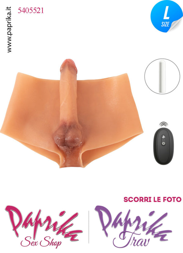 Strap-On Mutanda Silicone Aderente Fallo Pieno Vibrante 21 cm Ø 42 Telecomando