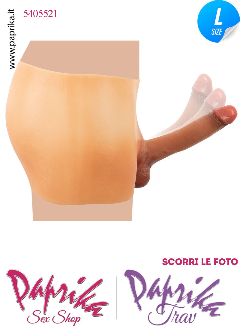 Strap-On Mutanda Silicone Aderente Fallo Pieno Vibrante 21 cm Ø 42 Telecomando