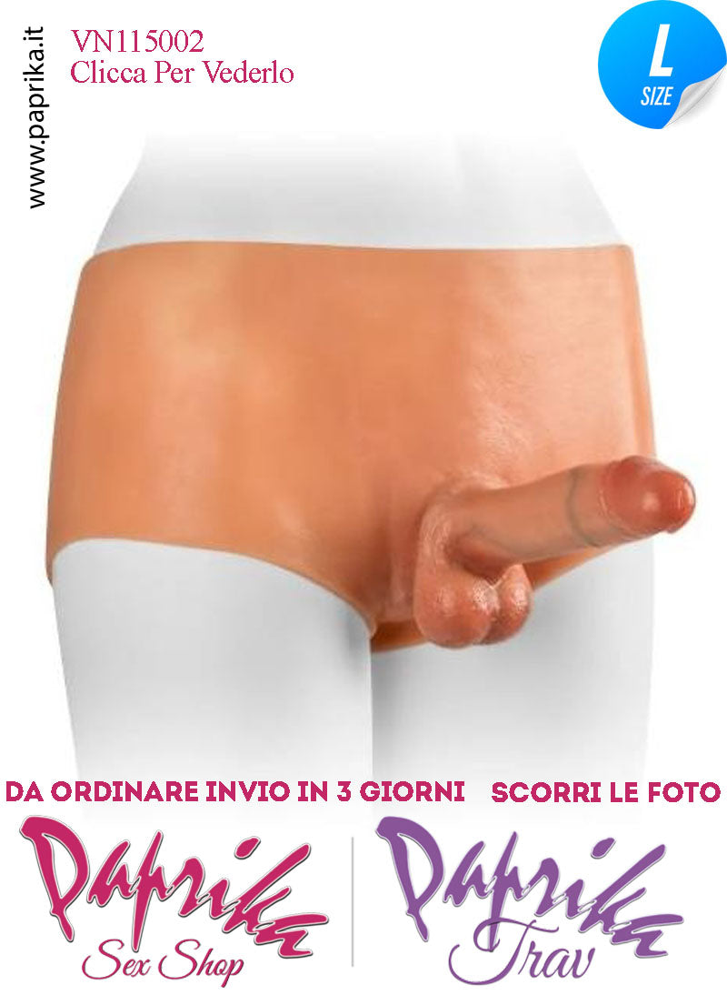 Strap-On Mutanda Silicone Aderente Fallo Pieno Flessibile 18 cm Ø 40