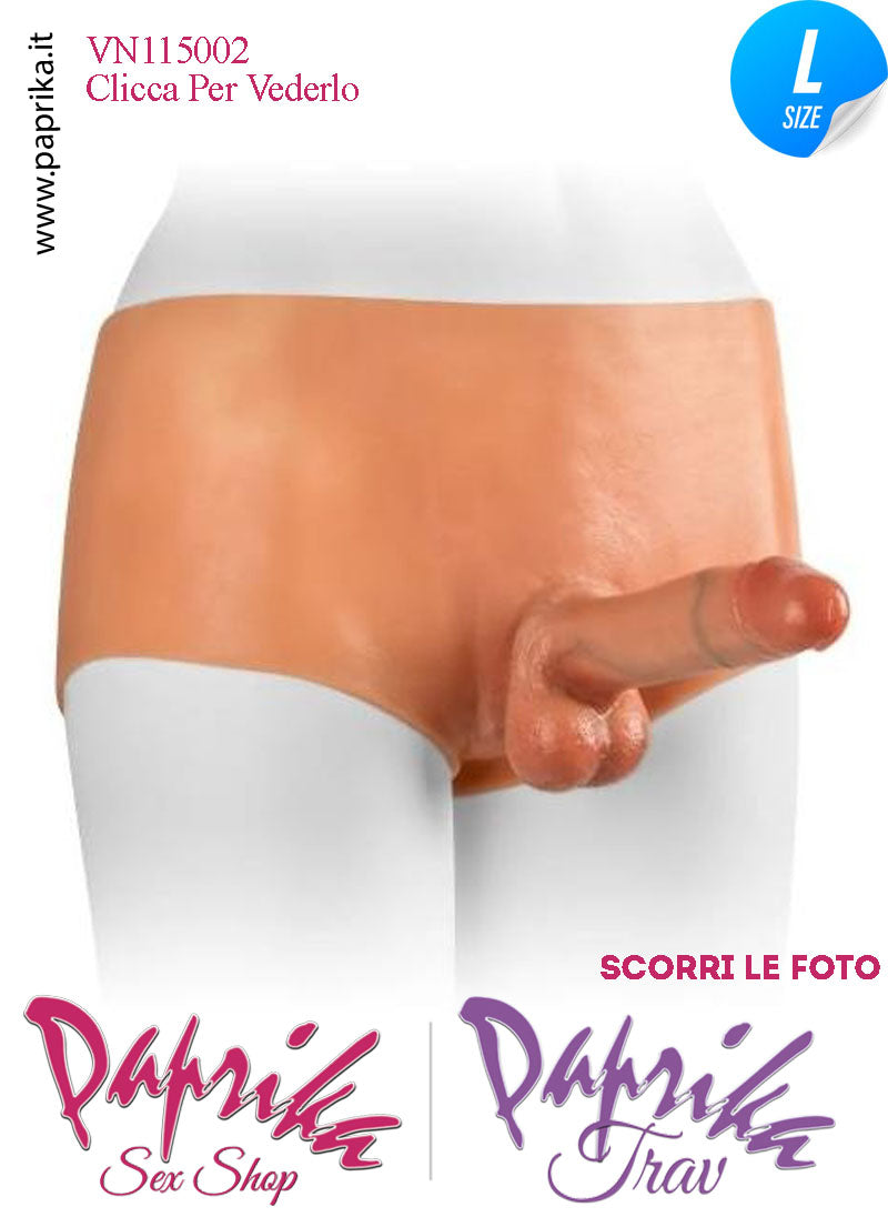 Strap-On Mutanda Silicone Aderente Fallo Pieno Flessibile 18 cm Ø 40