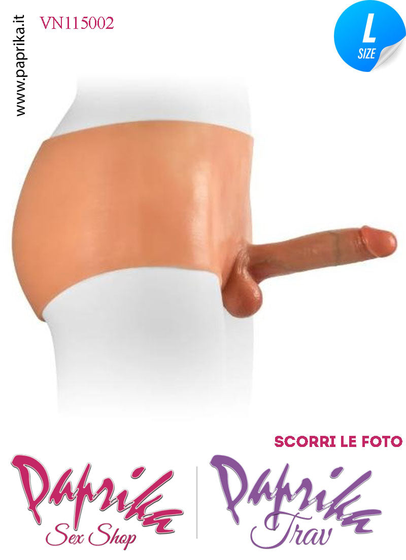 Strap-On Mutanda Silicone Aderente Fallo Pieno Flessibile 18 cm Ø 40