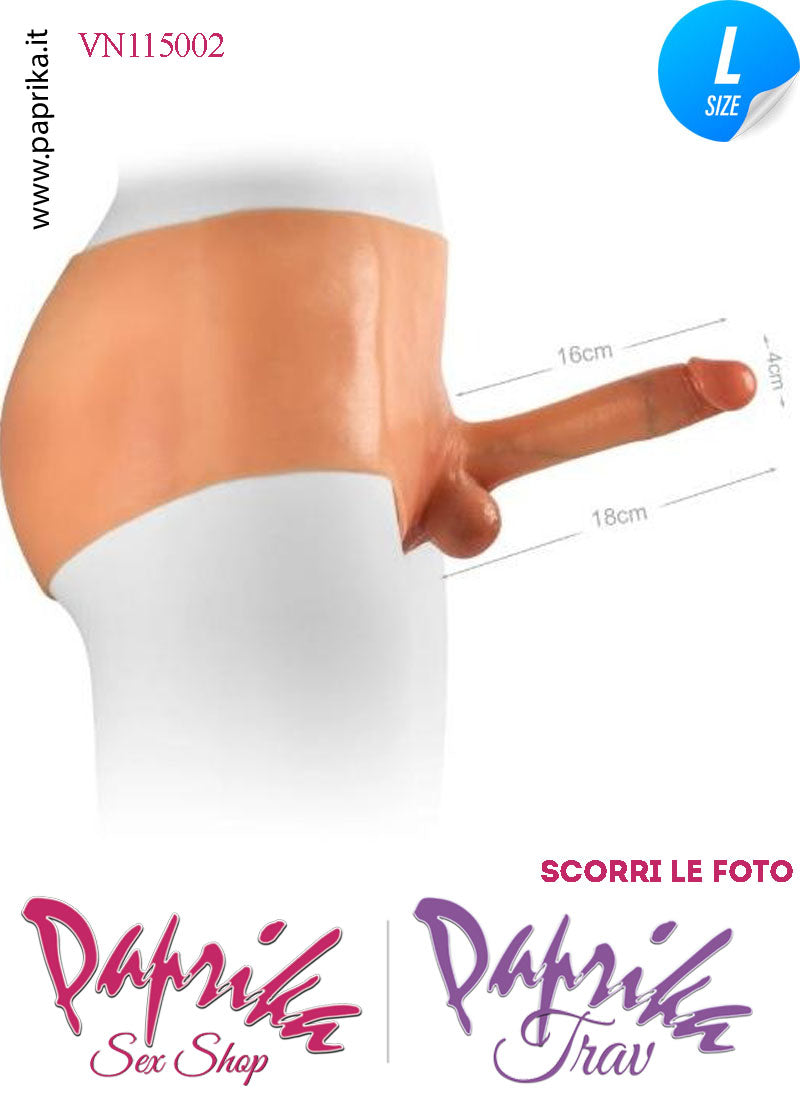 Strap-On Mutanda Silicone Aderente Fallo Pieno Flessibile 18 cm Ø 40