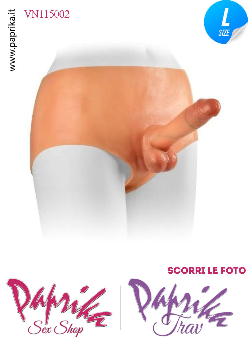 Strap-On Mutanda Silicone Aderente Fallo Pieno Flessibile 18 cm Ø 40