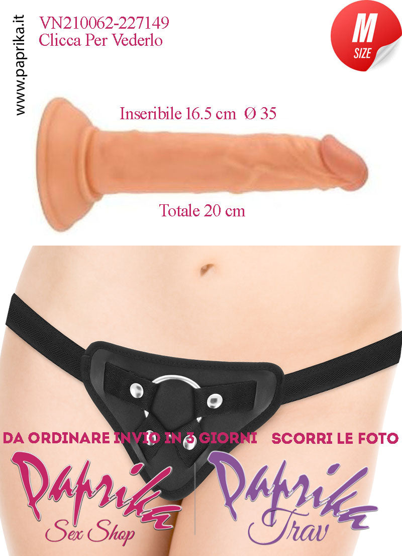 Strap-On Fallo Medium Non Vibrante 16.5 cm Ø 35 Mutanda Anelli Acciaio e Gomma