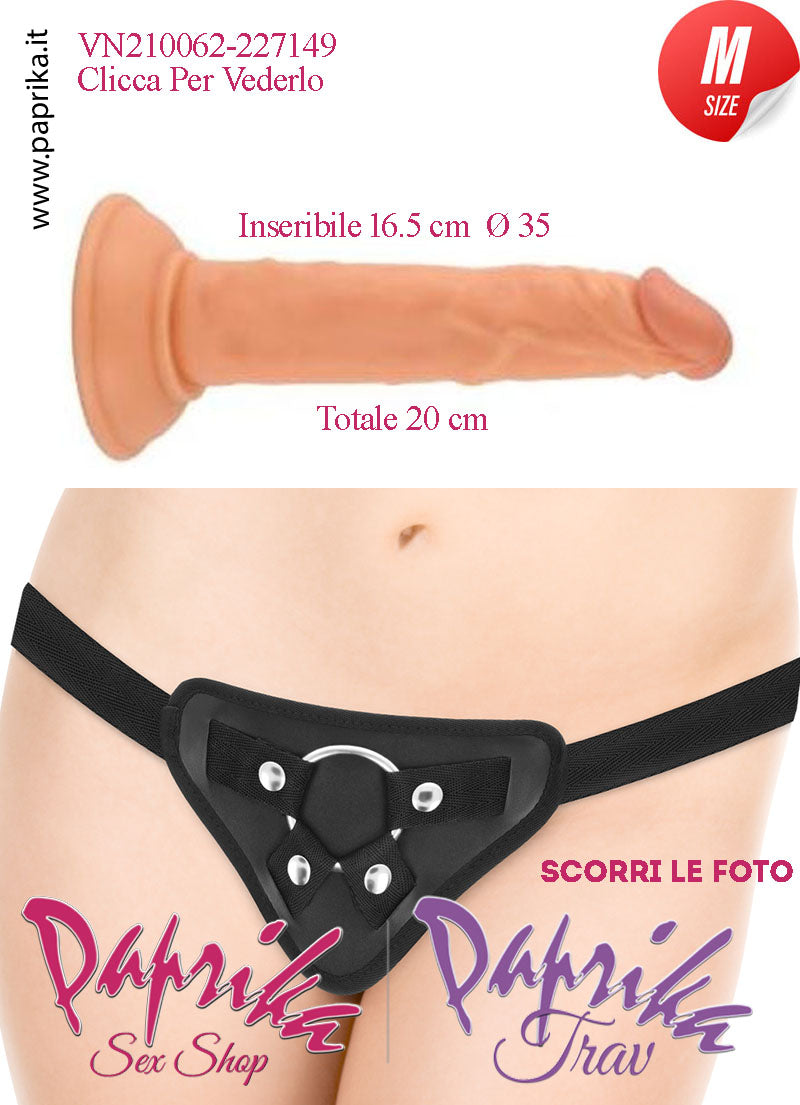 Strap-On Fallo Medium Non Vibrante 16.5 cm Ø 35 Mutanda Anelli Acciaio e Gomma