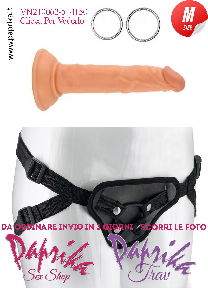 Strap-On Fallo Medium Non Vibrante 16.5 cm Ø 35 Mutanda 2 Anelli Acciaio + 2 Gomma