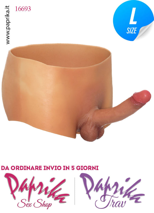 Strap-On Mutanda Silicone Aderente Fallo Pieno Flessibile 18 cm Ø 38 Non Vibrante