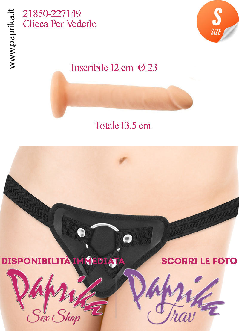 Strap-On Fallo Small Non Vibrante 12 cm Ø 23 Mutanda Anelli Acciaio e Gomma