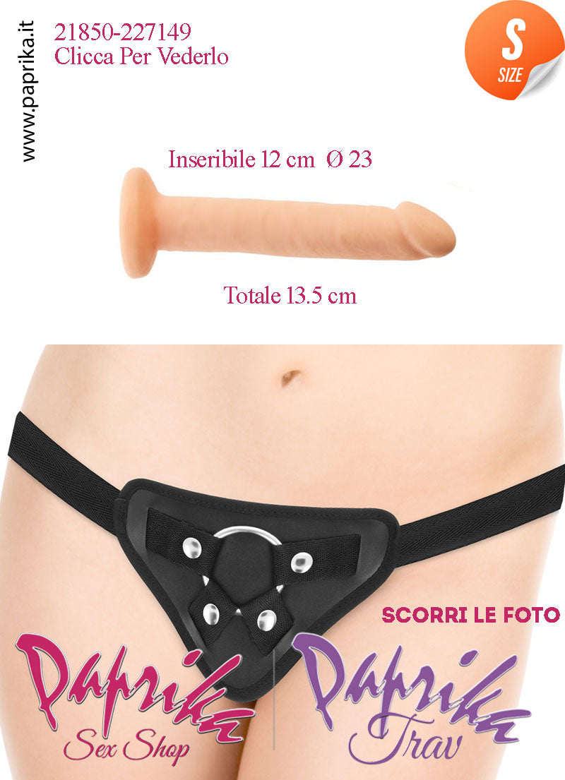 Strap-On Fallo Small Non Vibrante 12 cm Ø 23 Mutanda Anelli Acciaio e Gomma