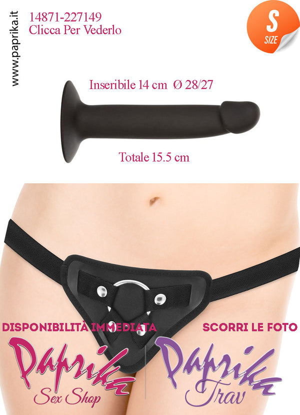 Strap-On Dildo Small Non Vibrante Unisex Silicone Liscio Ventosa 15 cm Ø 28