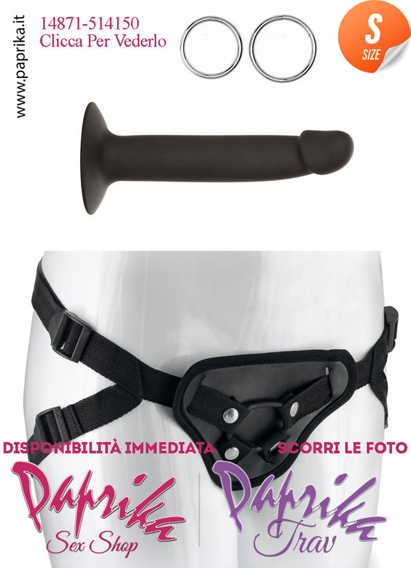 Strap-On Dildo Small Non Vibrante Unisex Silicone Liscio Ventosa 15 cm Ø 28