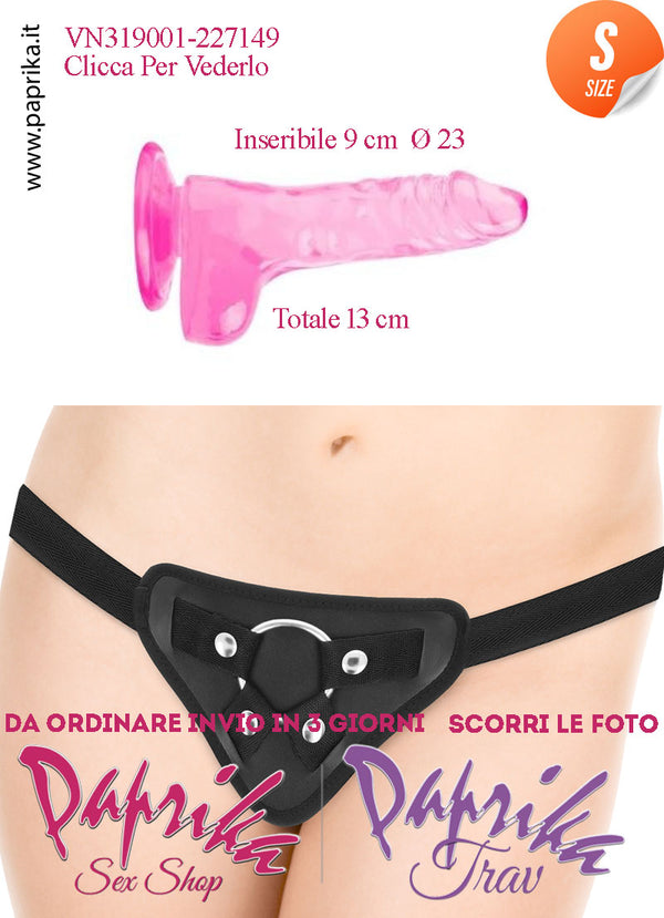 Strap-On Fallo Rosa Trasparente Small Non Vibrante Unisex 14 cm Ø 23