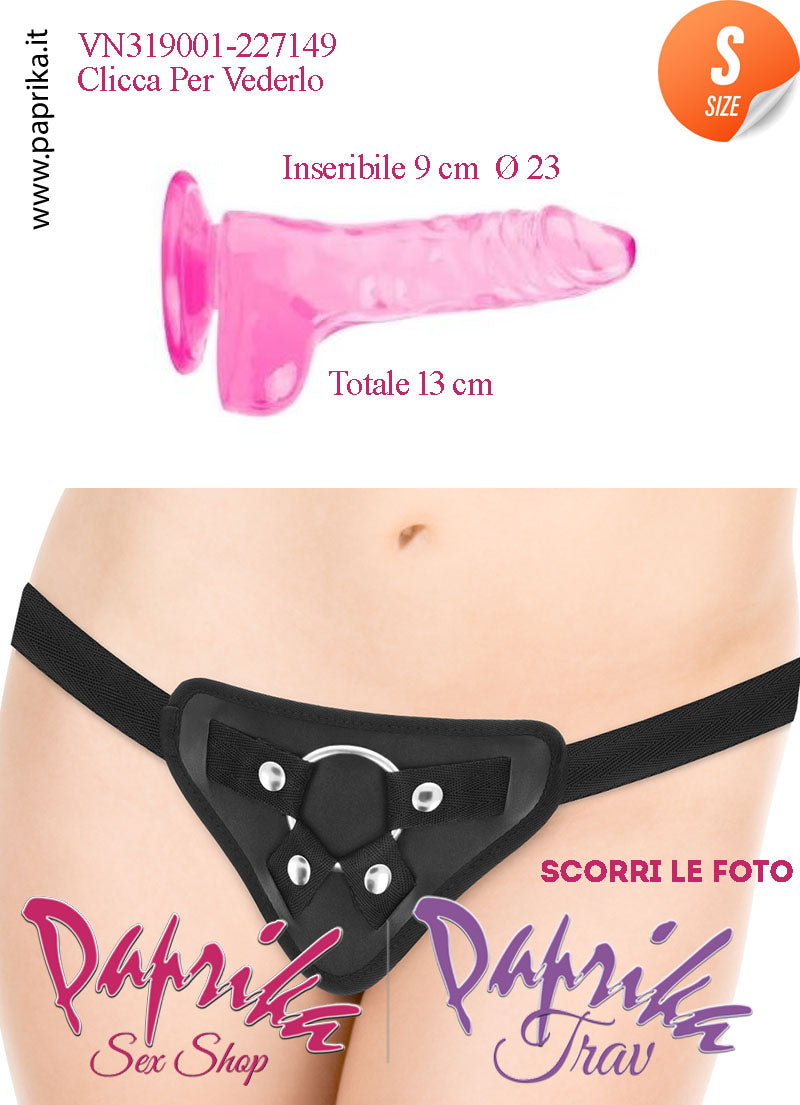 Strap-On Fallo Rosa Trasparente Small Non Vibrante Unisex 14 cm Ø 23