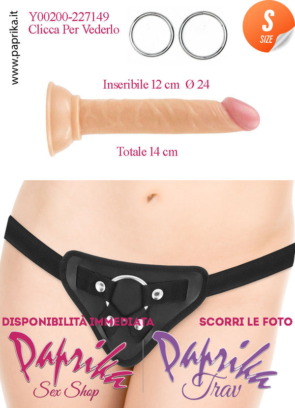 Strap-On Dildo Non Vibrante Small 12 cm Ø 24 Mutanda Anelli Acciaio