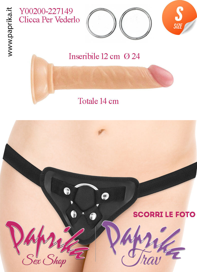 Strap-On Dildo Non Vibrante Small 12 cm Ø 24 Mutanda Anelli Acciaio
