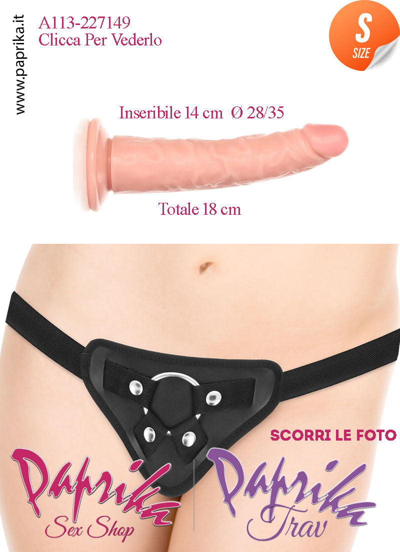 Strap-On Fallo Medium Non Vibrante 15 cm Ø 28/35 Mutanda Anelli Acciaio e Gomma