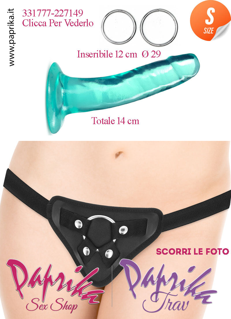 Strap-On Dildo Verde Small Non Vibrante 12 cm Ø 29 Mutanda Anelli Acciaio