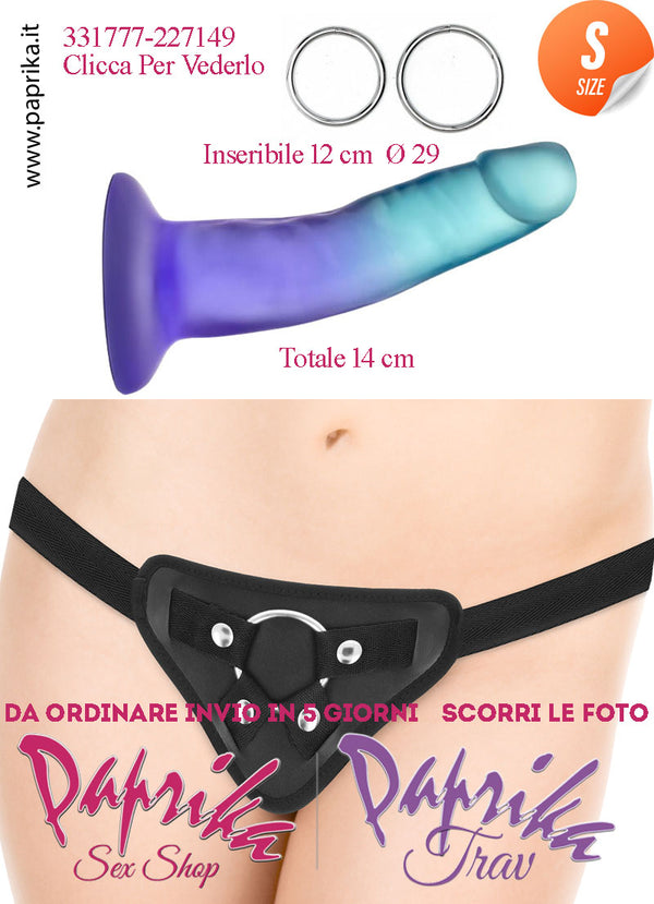 Strap-On Dildo Zaffiro Small Non Vibrante 12 cm Ø 29 Mutanda Anelli Acciaio
