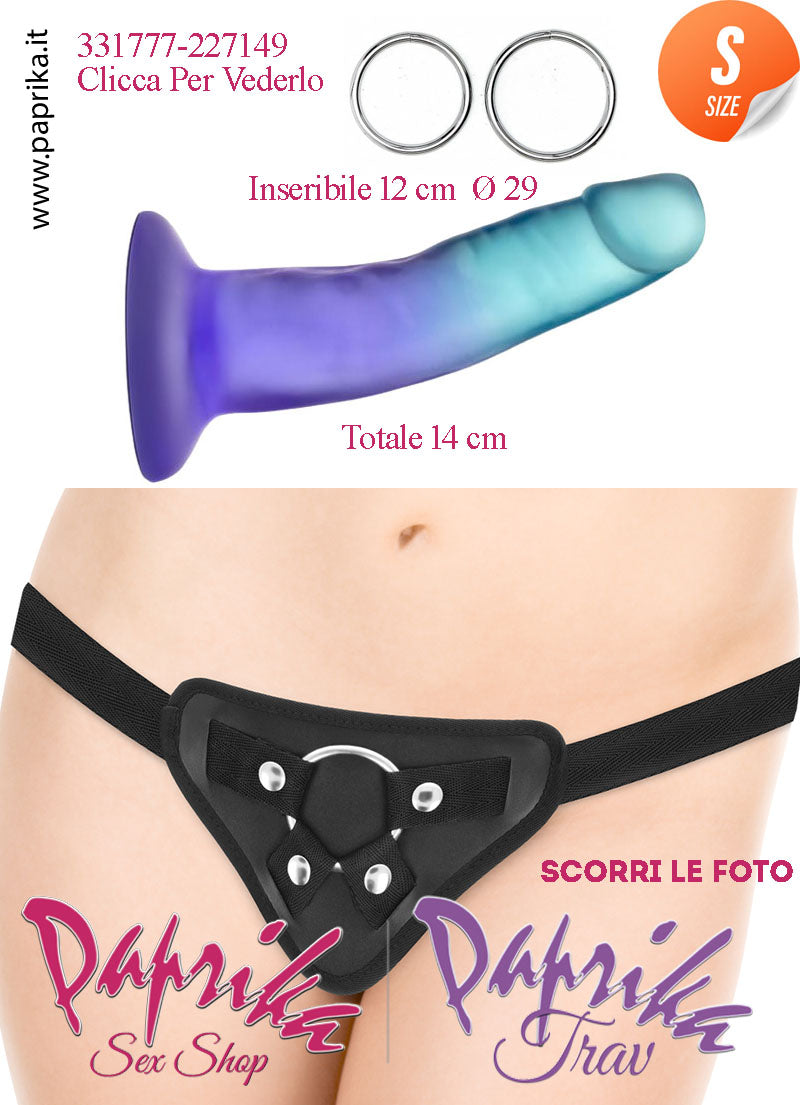 Strap-On Dildo Zaffiro Small Non Vibrante 12 cm Ø 29 Mutanda Anelli Acciaio