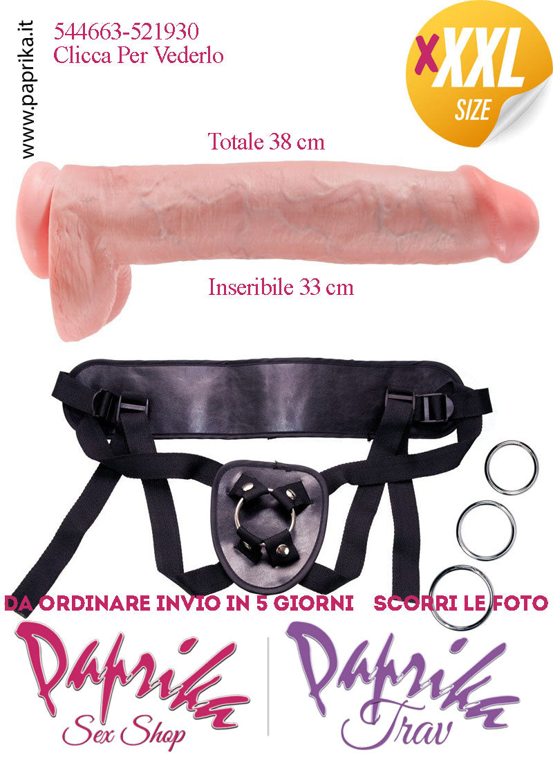 Strap-On Fallo XXXL Non Vibrante 33/38 cm Ø 77 Mutanda 3 Anelli Acciaio