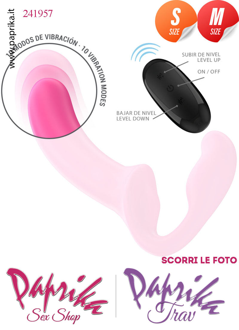 Strapless Strap-On Doppio Femminile Small e Medium Silicone Flessibile Vibrante
