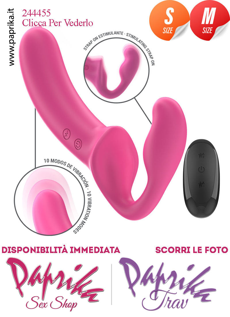 Strapless Strap-On Doppio Femminile Small e Medium Silicone Flessibile Vibrante