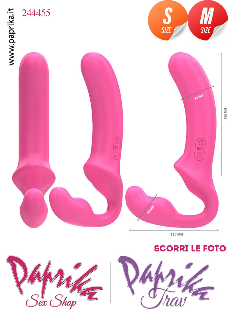 Strapless Strap-On Doppio Femminile Small e Medium Silicone Flessibile Vibrante
