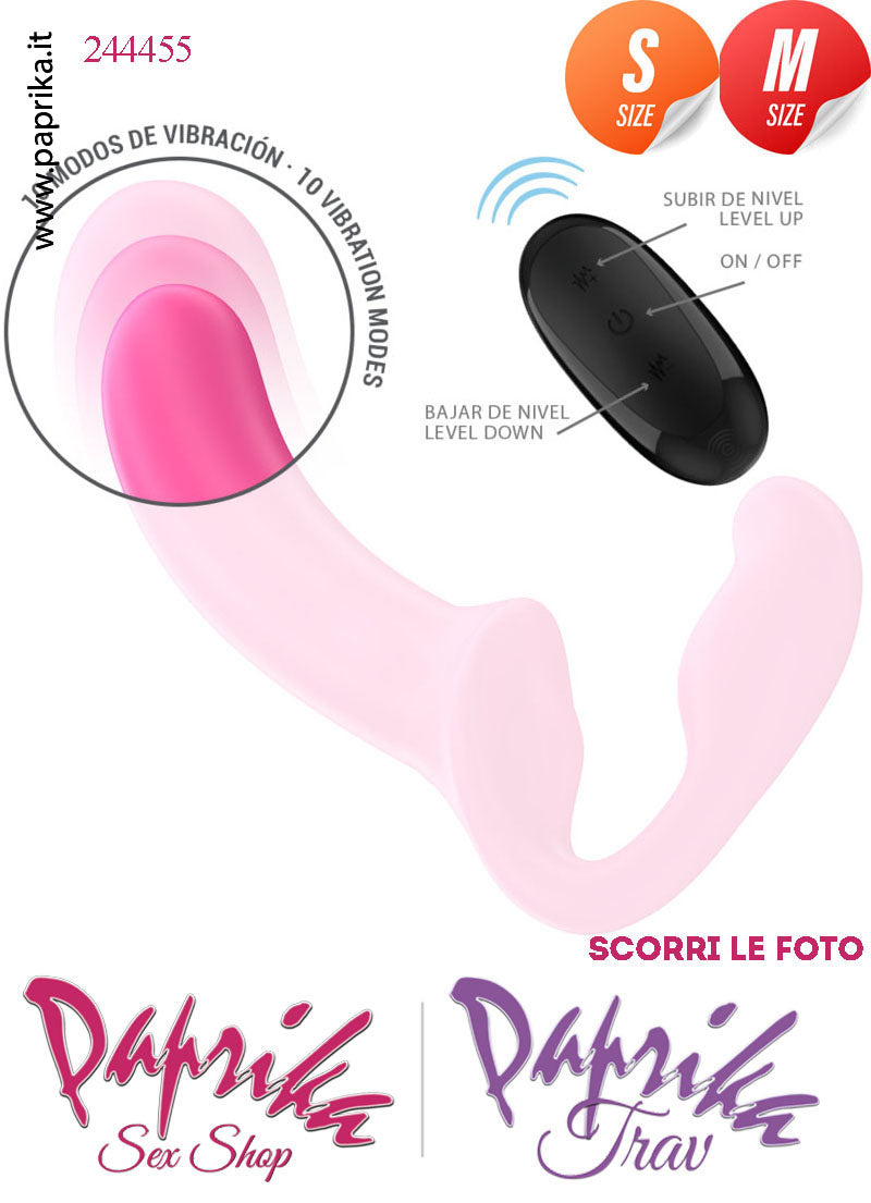 Strapless Strap-On Doppio Femminile Small e Medium Silicone Flessibile Vibrante