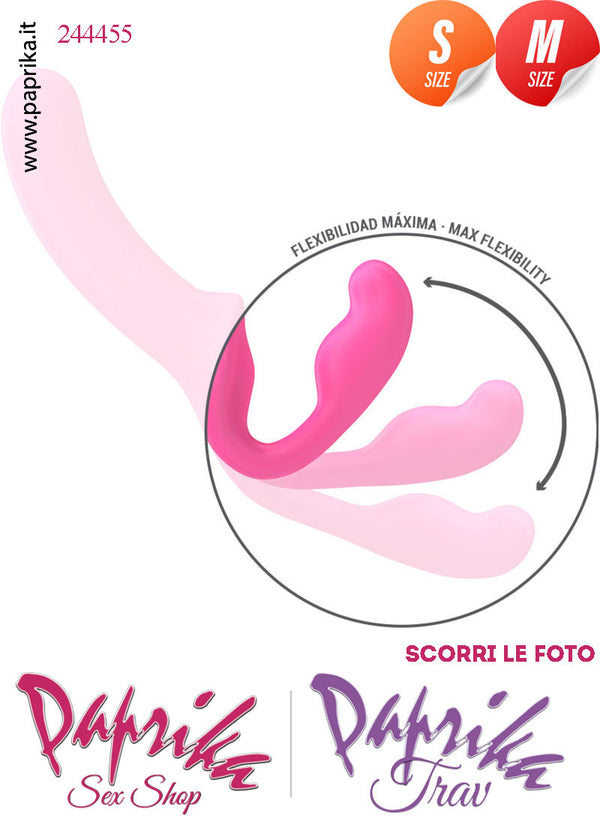 Strapless Strap-On Doppio Femminile Small e Medium Silicone Flessibile Vibrante