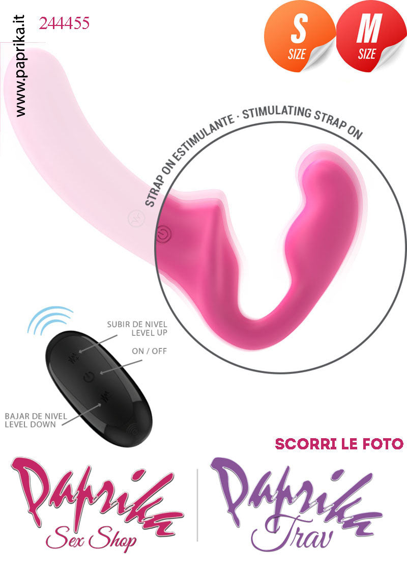Strapless Strap-On Doppio Femminile Small e Medium Silicone Flessibile Vibrante