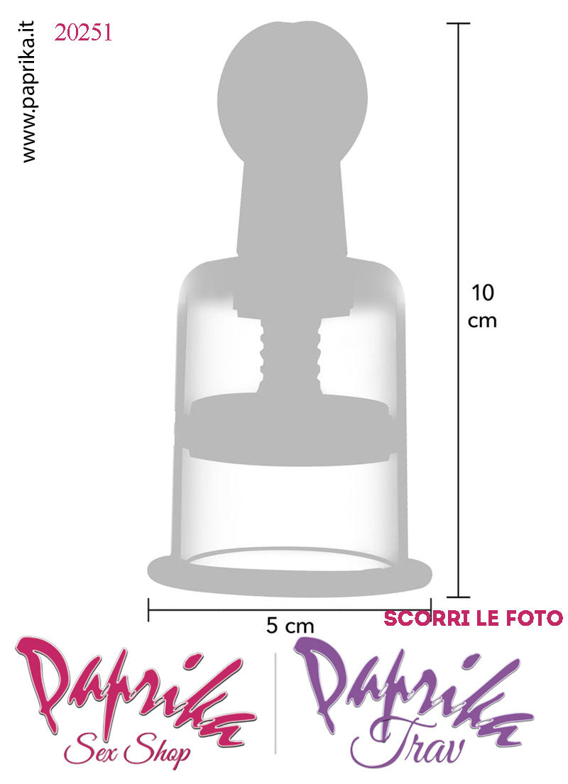 Pompette Succhia Capezzoli Sottovuoto Vacuum Regolabili Vite 10 cm Ø 50