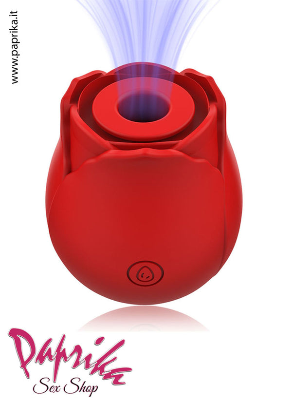 Succhia Clitoride Rosa Rossa Silicone 10 Velocità 2 Testine Stimolanti