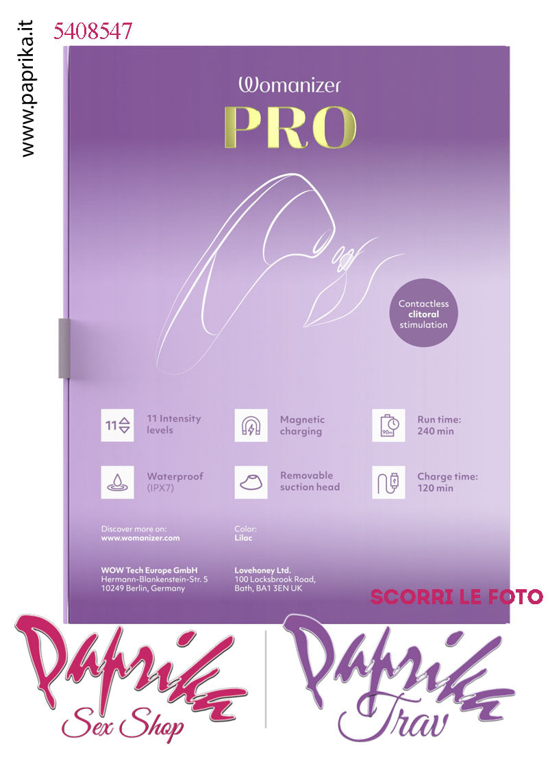 Succhia Clitoride Stimolatore Clitorideo 11 Velocità Womanizer Pro Viola