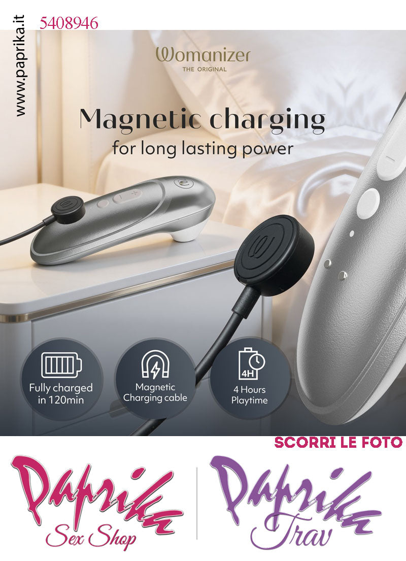 Succhia Clitoride Stimolatore Clitorideo 11 Velocità Womanizer Pro Argento