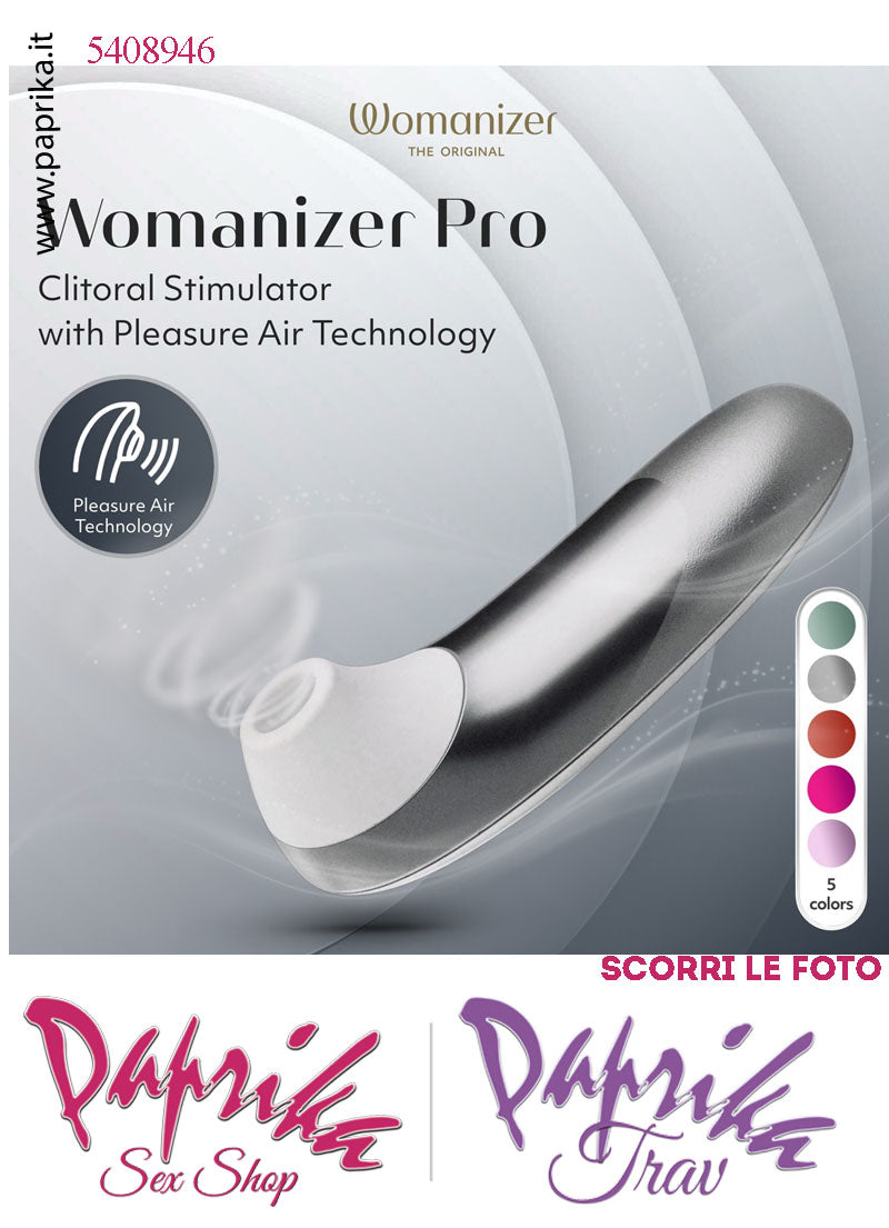 Succhia Clitoride Stimolatore Clitorideo 11 Velocità Womanizer Pro Argento