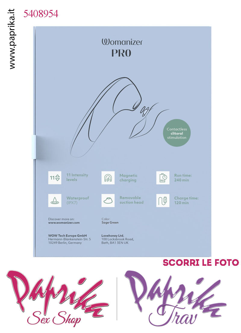 Succhia Clitoride Stimolatore Clitorideo 11 Velocità Womanizer Pro Turchese