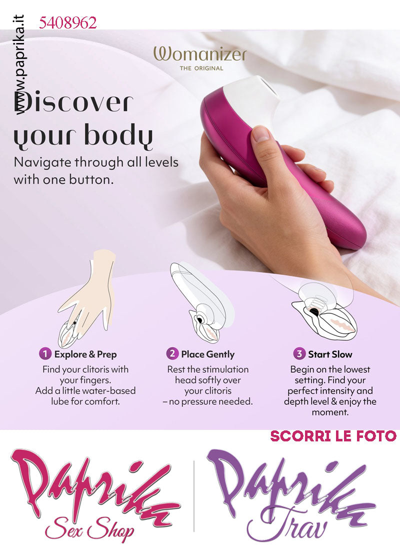 Succhia Clitoride Stimolatore Clitorideo 11 Velocità Womanizer Pro Rosa