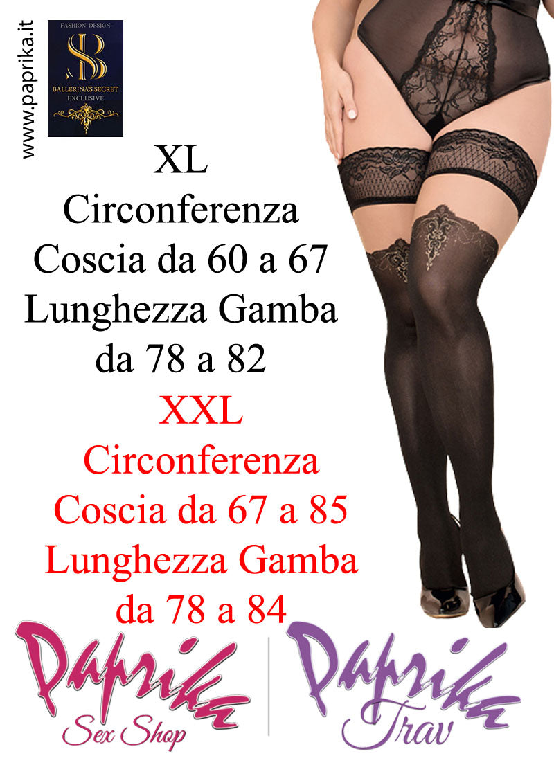 Autoreggenti Sexy Velate XXL Curvy 20 Denari Ricami Gamba