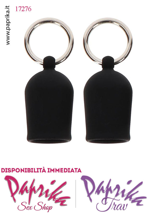 Coppia Ventose Capezzoli Finto Piercing Anelli Metallo 4 cm Ø 18