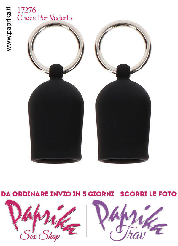 Coppia Ventose Capezzoli Finto Piercing Anelli Metallo 4 cm Ø 18