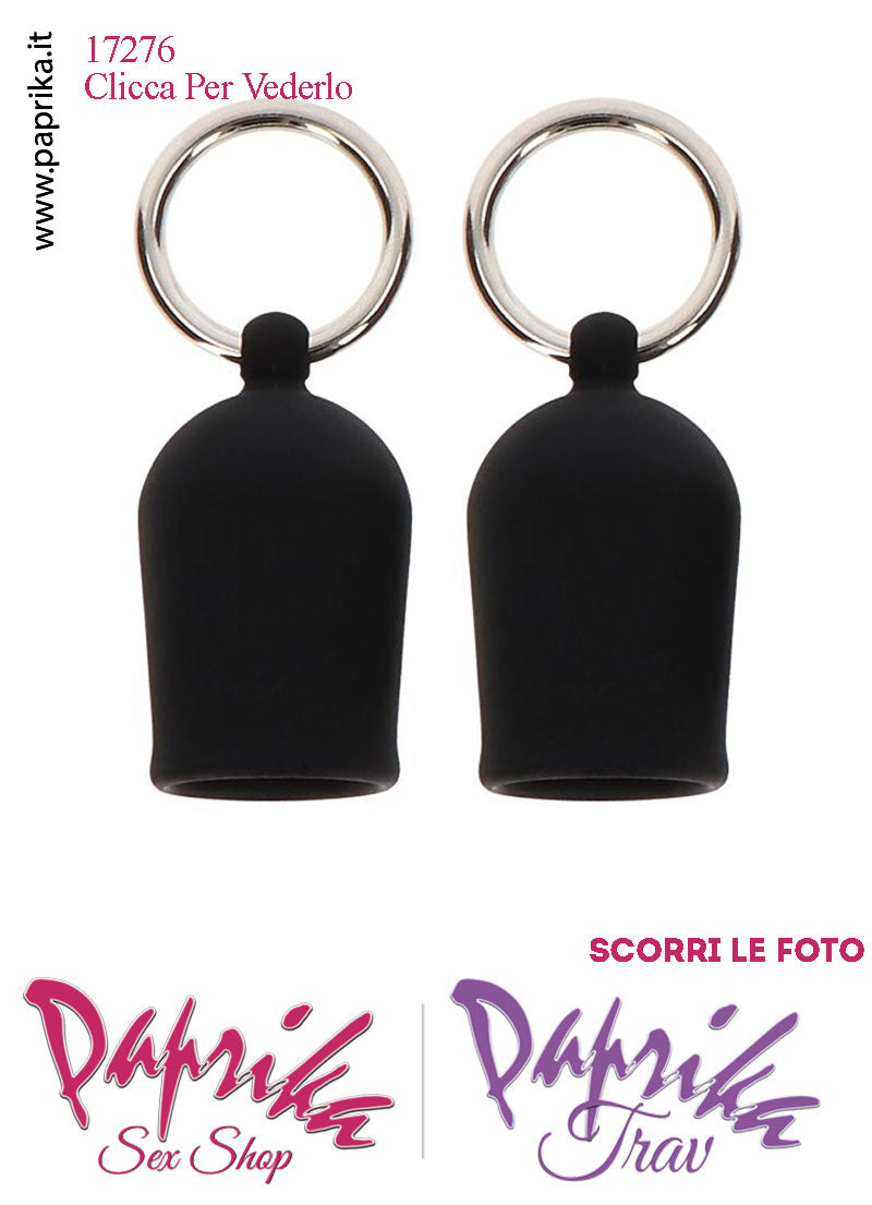 Coppia Ventose Capezzoli Finto Piercing Anelli Metallo 4 cm Ø 18