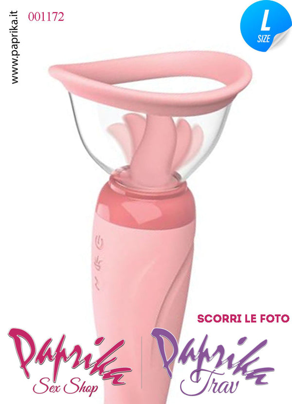 Sex Toys Design 4 in 1 Vibratore Stimolatore Lingua e Air Pulse Punto G Silicone Rosa
