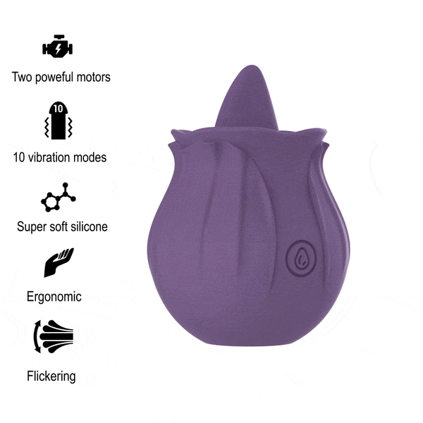 Vibratore Clitoride Lingua Silicone 10 Velocità Forma Fiore