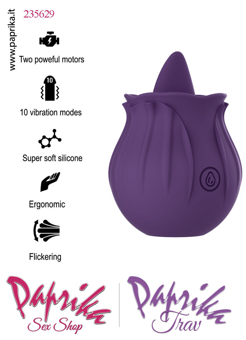 Vibratore Clitoride Lingua Silicone 10 Velocità Forma Fiore