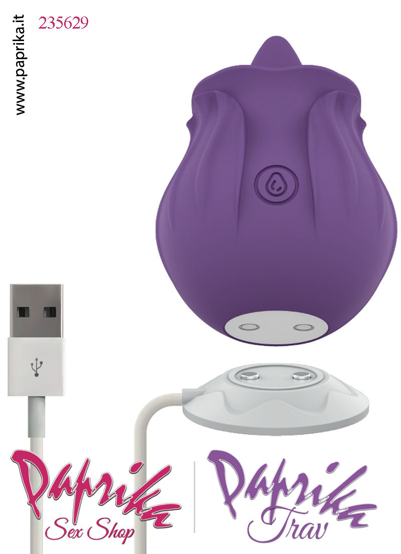 Vibratore Clitoride Lingua Silicone 10 Velocità Forma Fiore