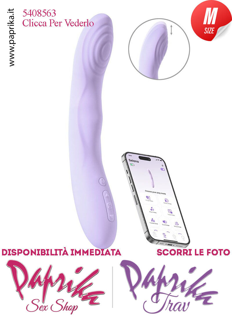 Vibratore Design Silicone Viola Piegato Su & Giù Perle App Control 15/22 Ø 35