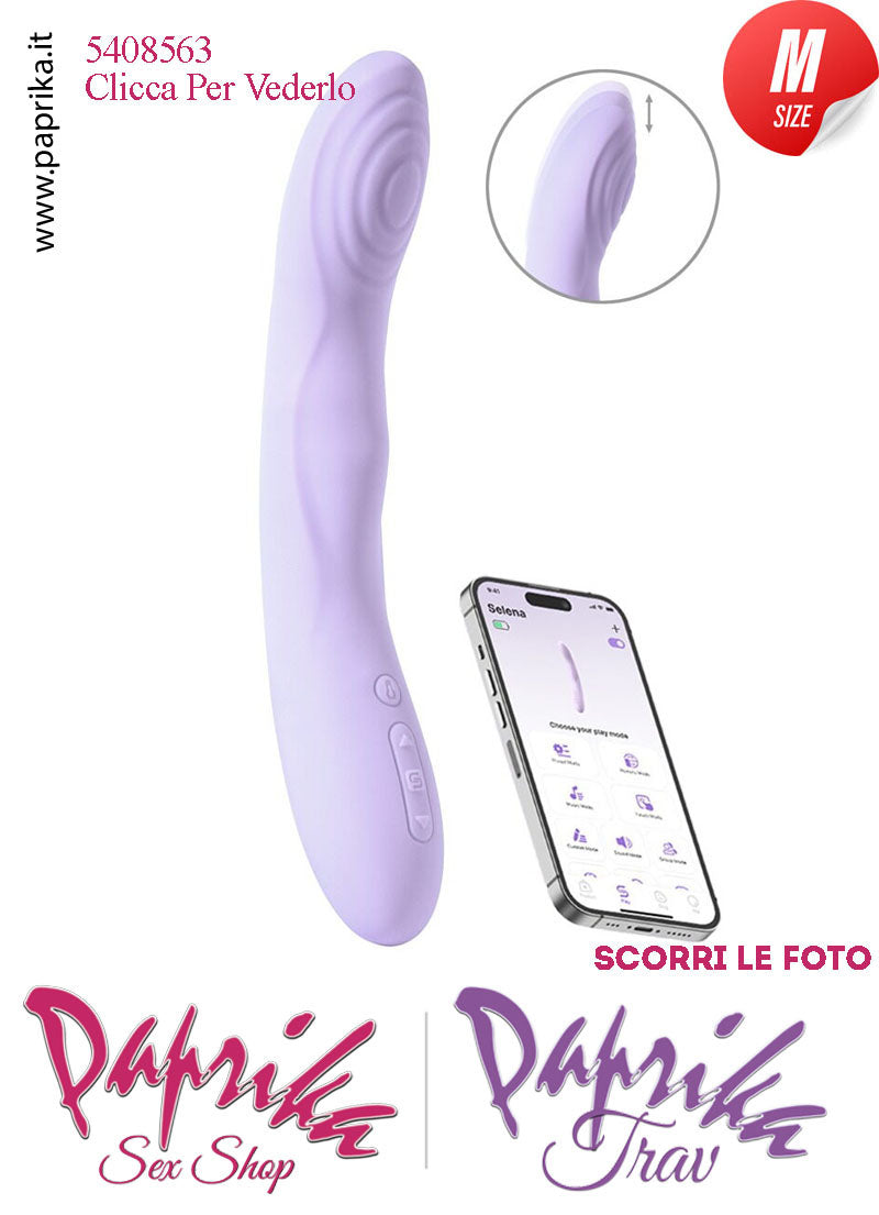 Vibratore Design Silicone Viola Piegato Su & Giù Perle App Control 15/22 Ø 35