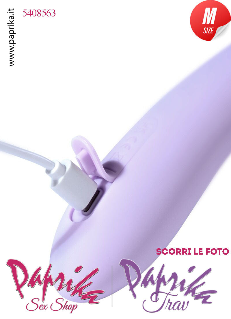 Vibratore Design Silicone Viola Piegato Su & Giù Perle App Control 15/22 Ø 35